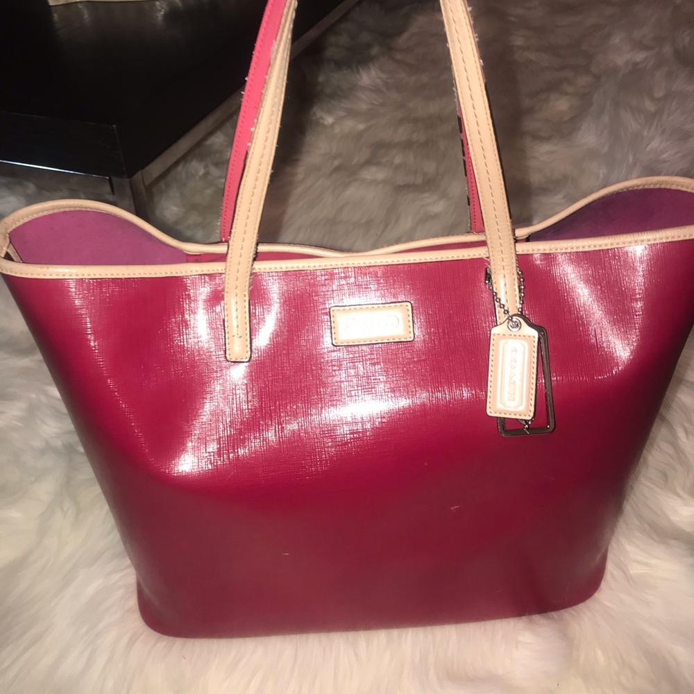 Coach Red Leather Large Avenue Tote 👜